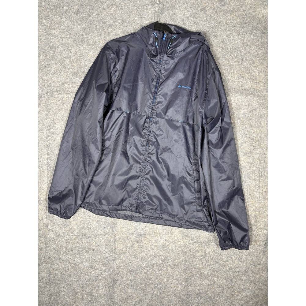 Quechua Decathlon Jacket Womens XL Blue Hooded Windbreaker Outdoors Hiking